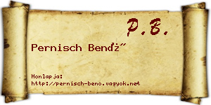 Pernisch Benő névjegykártya